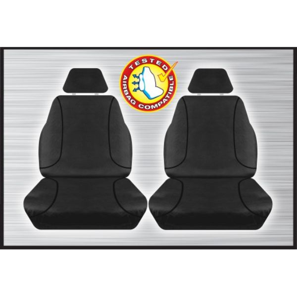 BLACK CANVAS FRONT SEAT COVER PAIR - NISSAN NAVARA