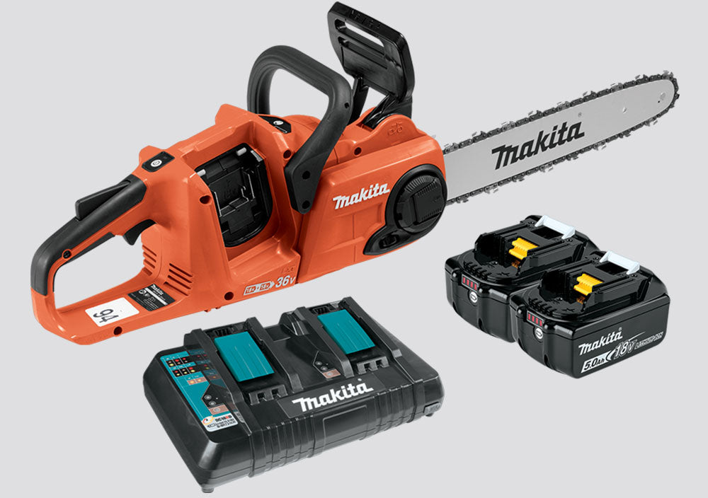 18Vx2 36V LXT Brushless 14IN Chain Saw, Makita Orange, Kit