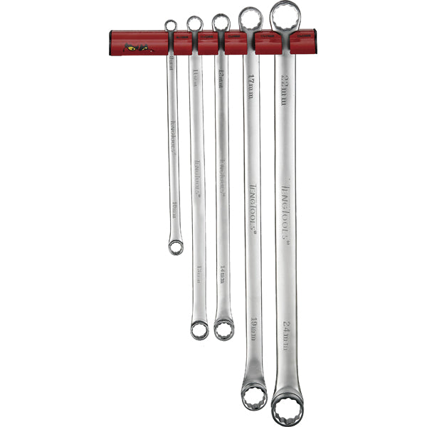 Teng 5pc Extra Long Ring Spanner Set 8-24mm W/Wall Rack