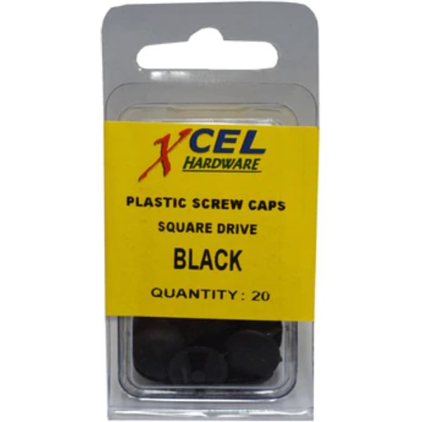 Plastic Screw Caps - Square Drive Black -20- Black -20-