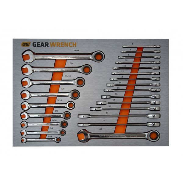 24PC METRIC/SAE RATCHETING WRENCH SET IN EVA RATCHETING WRENCH SET EVA