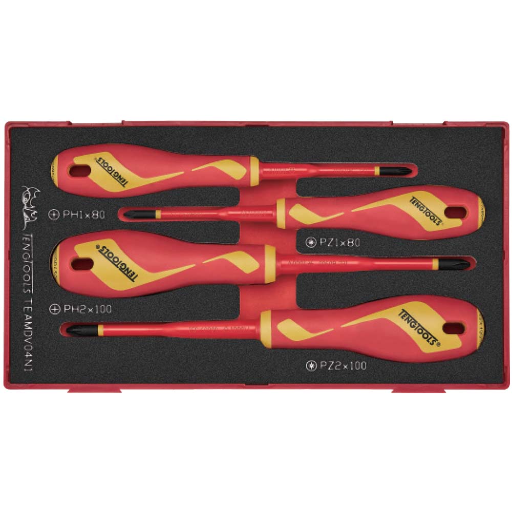 Teng 4pc Screwdriver Set Insulated Flat