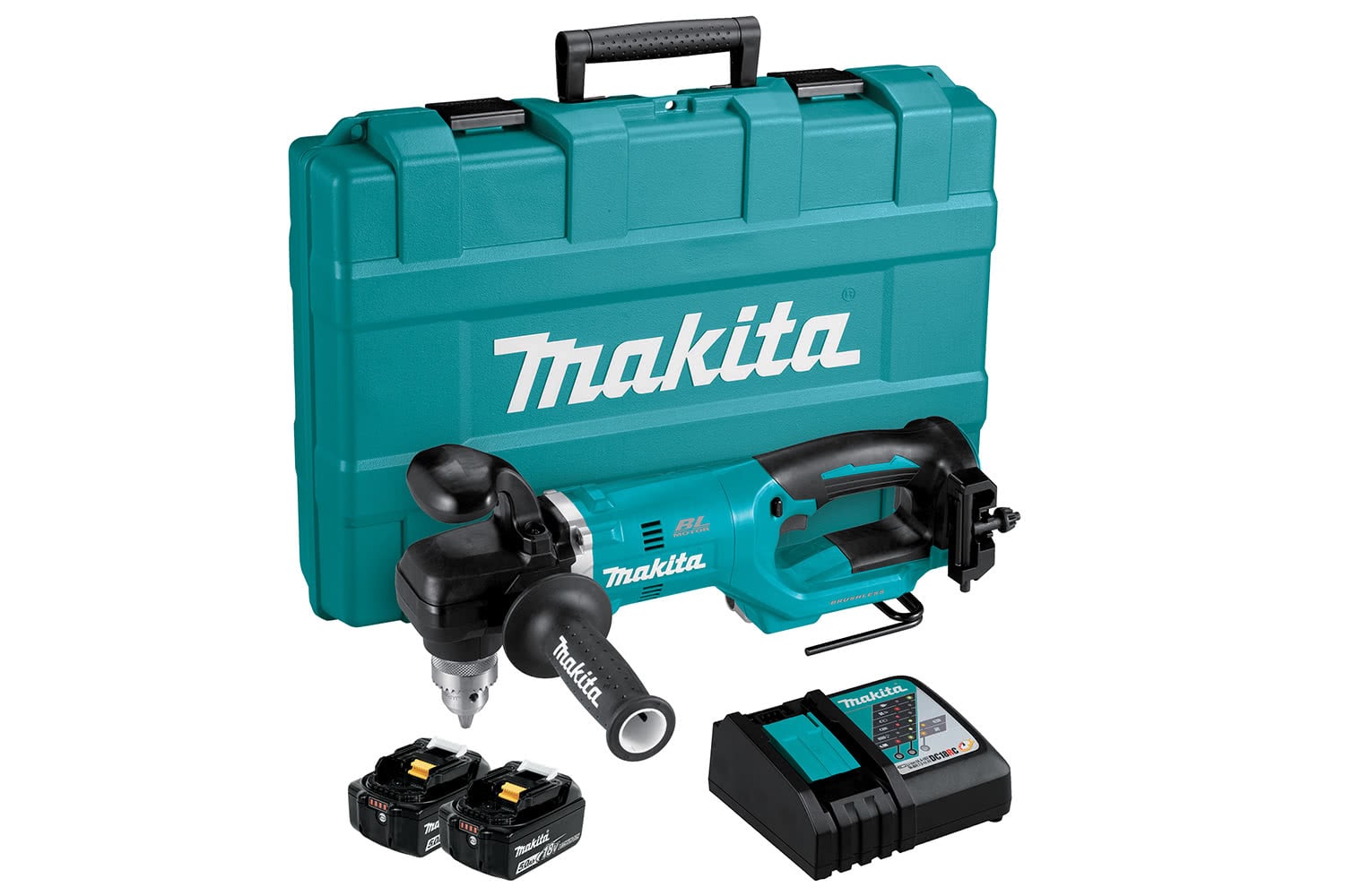 MAKITA 18Vx1 BL ANGLE DRILL 5Ahx2 + RC