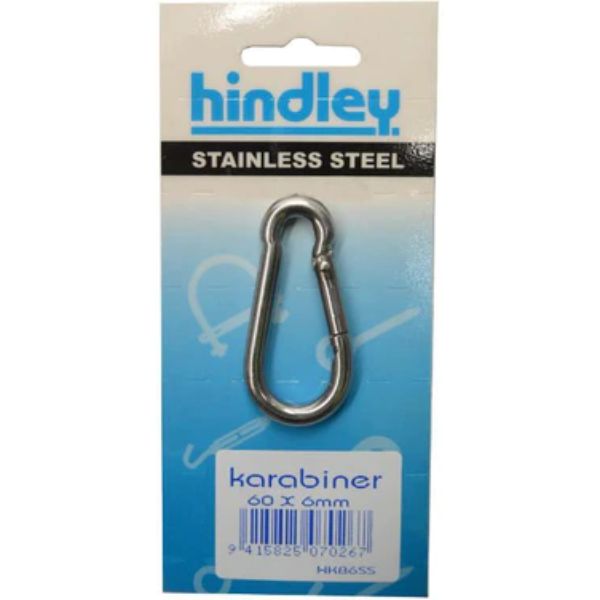 Stainless Karabiner 60 X 6mm Carded 60X6mm Carded