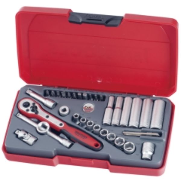 Teng 35pc 1/4in Dr. Imperial Reg/Deep Socket Set