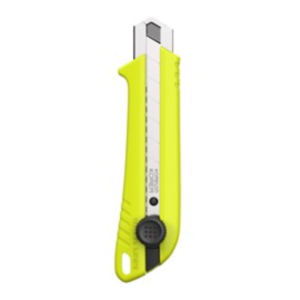 KOMELON SNAP OFF KNIFE HIGH-VIS ERGONOMIC NON-SLIP GRIP 25mm - WHEEL LOCK