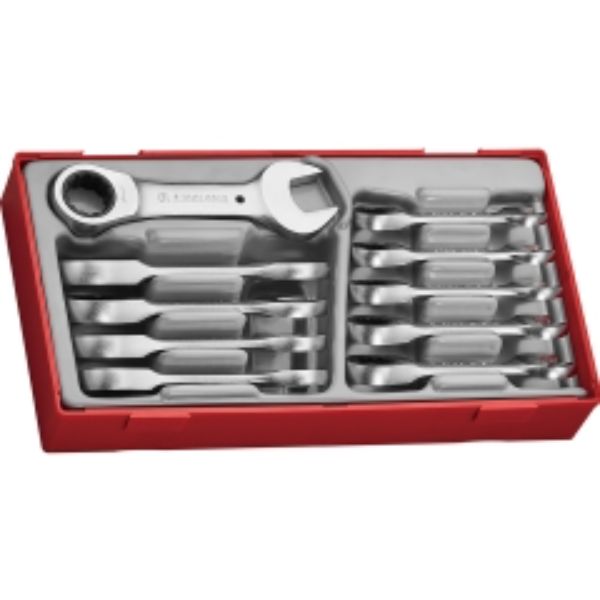 Teng 10pc Stubby Ratchet Combination Spanner Set - TC-Tray