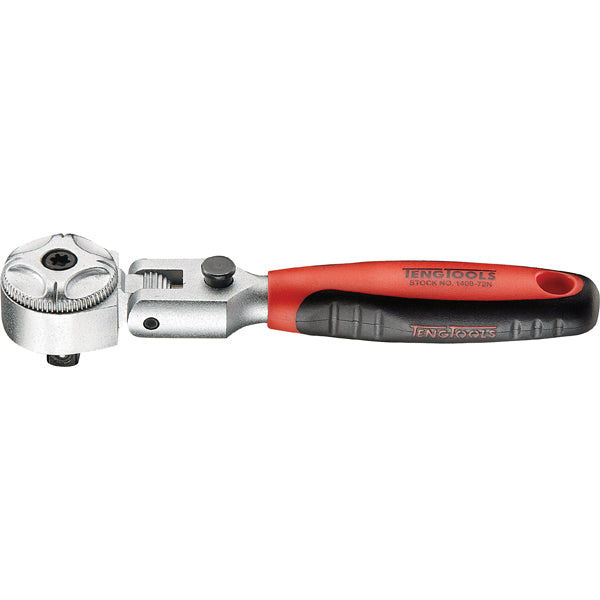 Teng 3/8in Dr. Flex-Head Stubby Ratchet Handle 72T