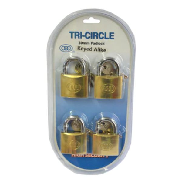 Padlocks Keyed Alike-Set Of 4 - 50mm Tri Circle