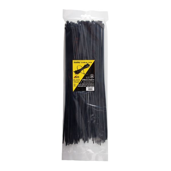 #370Mm X 4.6Mm Uv Black Cable Tie - 100Pk