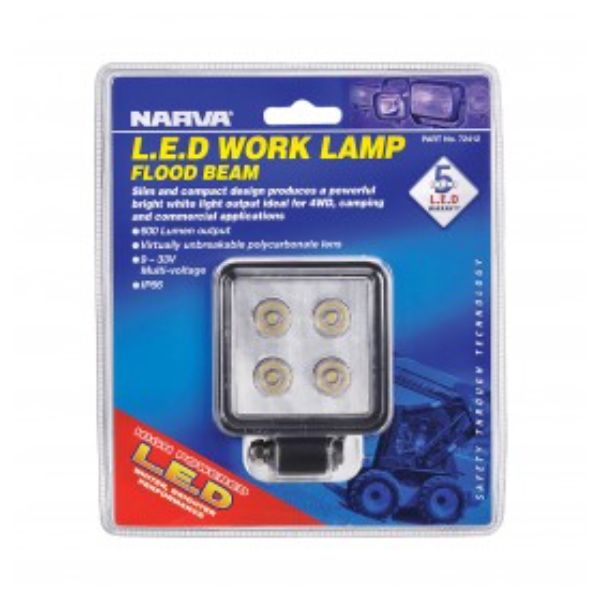 NARVA W/LAMP 9-32V LED 70MM SQUARE 600LM