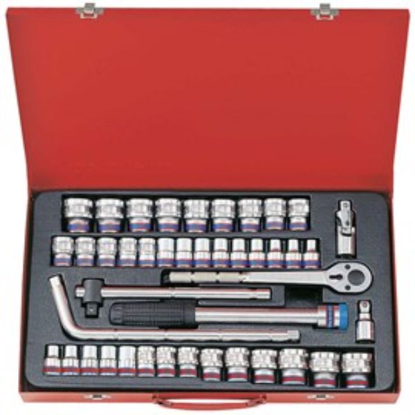 KING TONY 43PC 1/2DR SOCKET SET MET/IMP