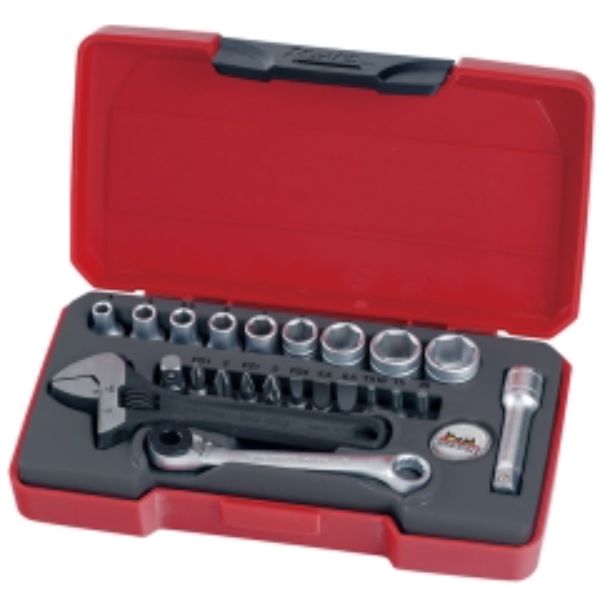 Teng 23pc 1/4in Dr. Mini Metric Socket & Tool Set