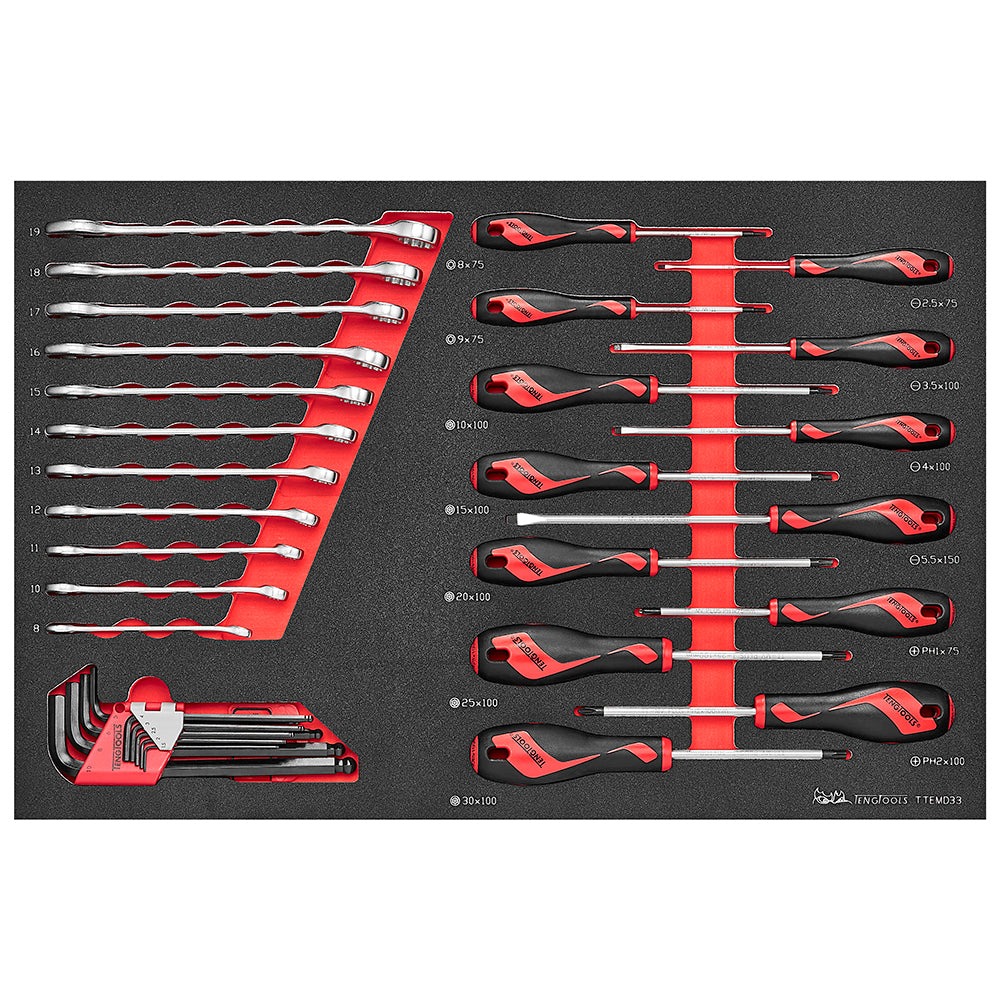 Teng 33pc Screwdriver-Spanner & Hex Key Set EVA