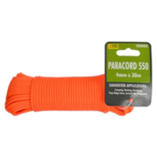 Paracord 550 - 4mm X 30M Hank Orange Xcel