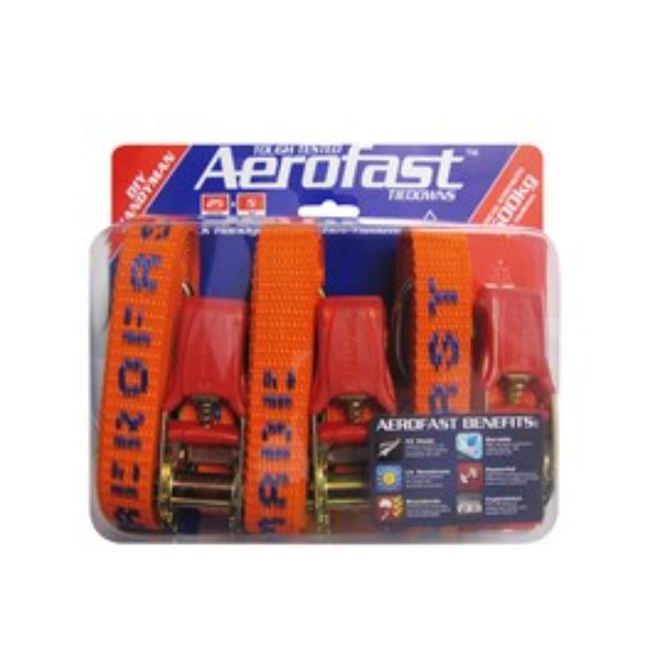 AEROFAST 25mm x 5m Triple Pack Ratchet Tiedowns 600kg BS