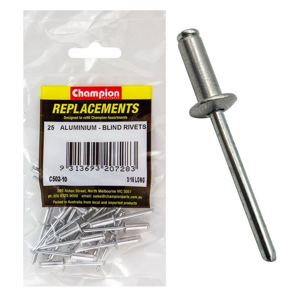 Champion 3/16in X 0.570in 14.48mm Long Blind Rivets -25Pk