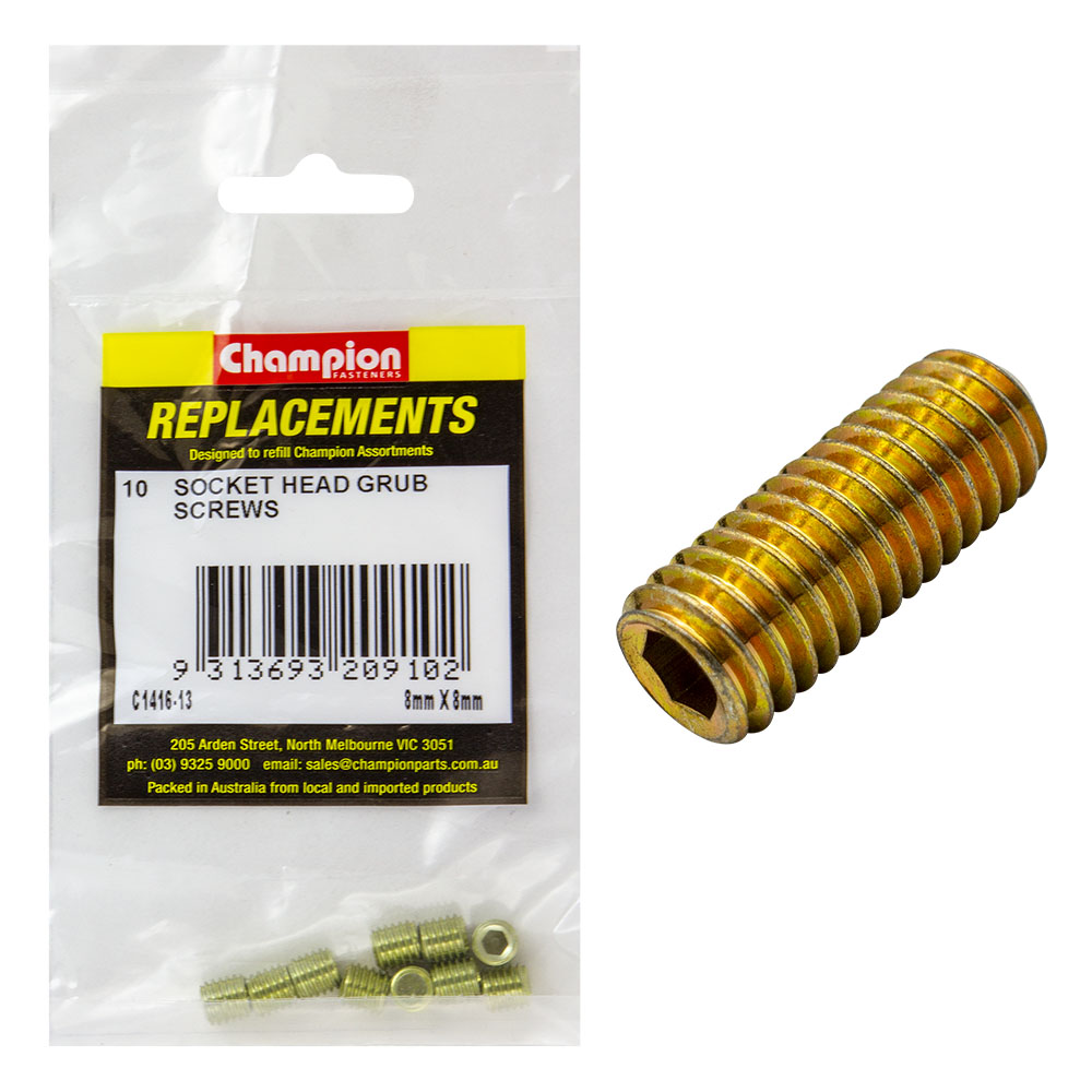 Champion M8 X 8mm Socket Grub Screw -10Pk