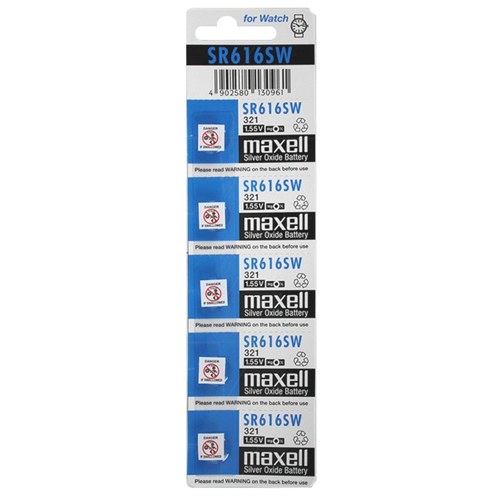 Maxell Silver Oxide Sr616Sw Watch Battery Button Cell 5 Pack