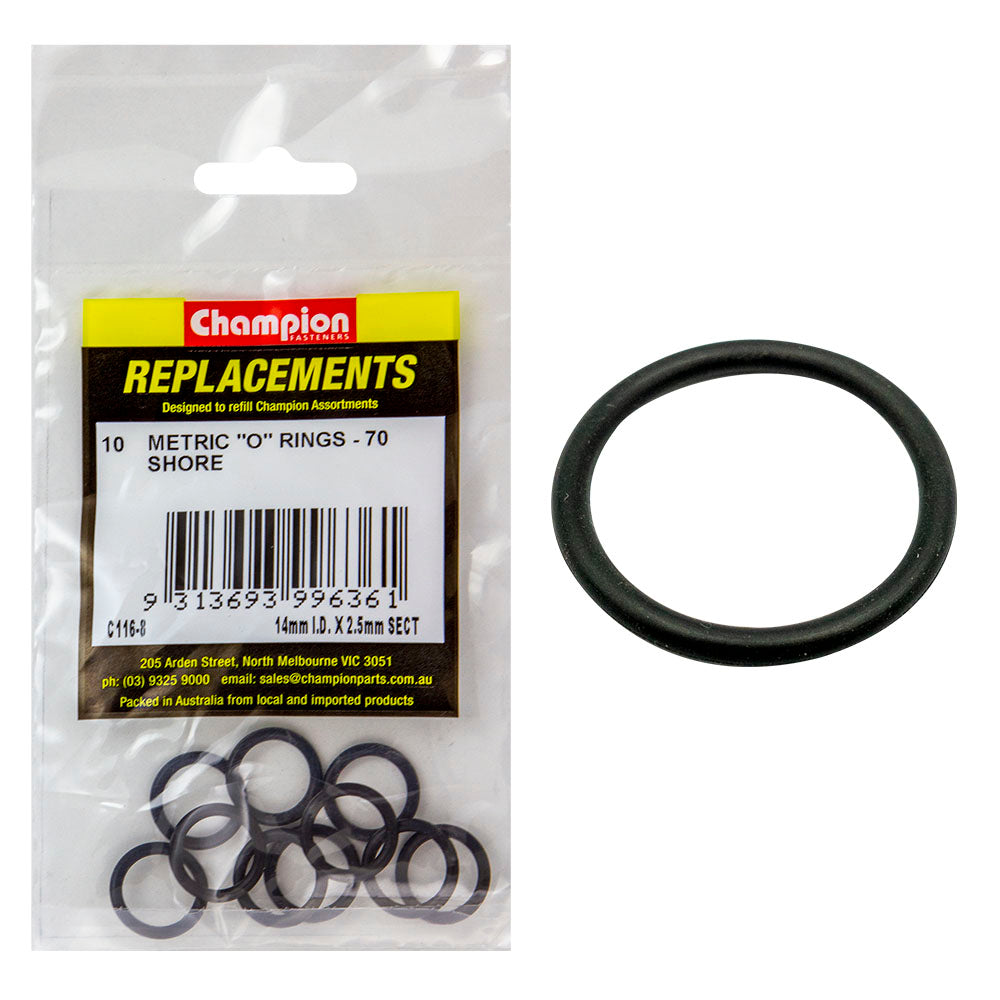 Champion 14mm I.D. X 2.5mm Metric O-Ring -10Pk