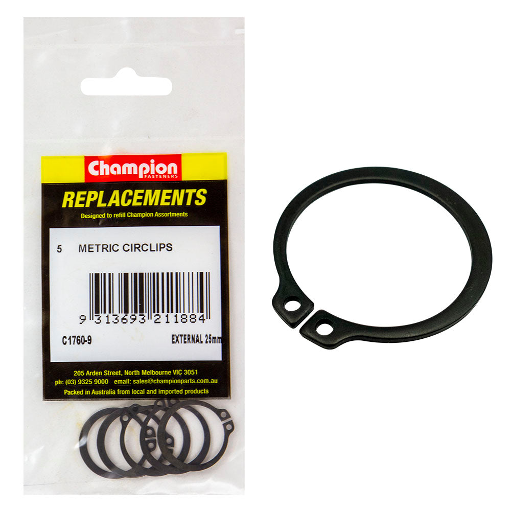 Champion 25mm External Circlip -5Pk