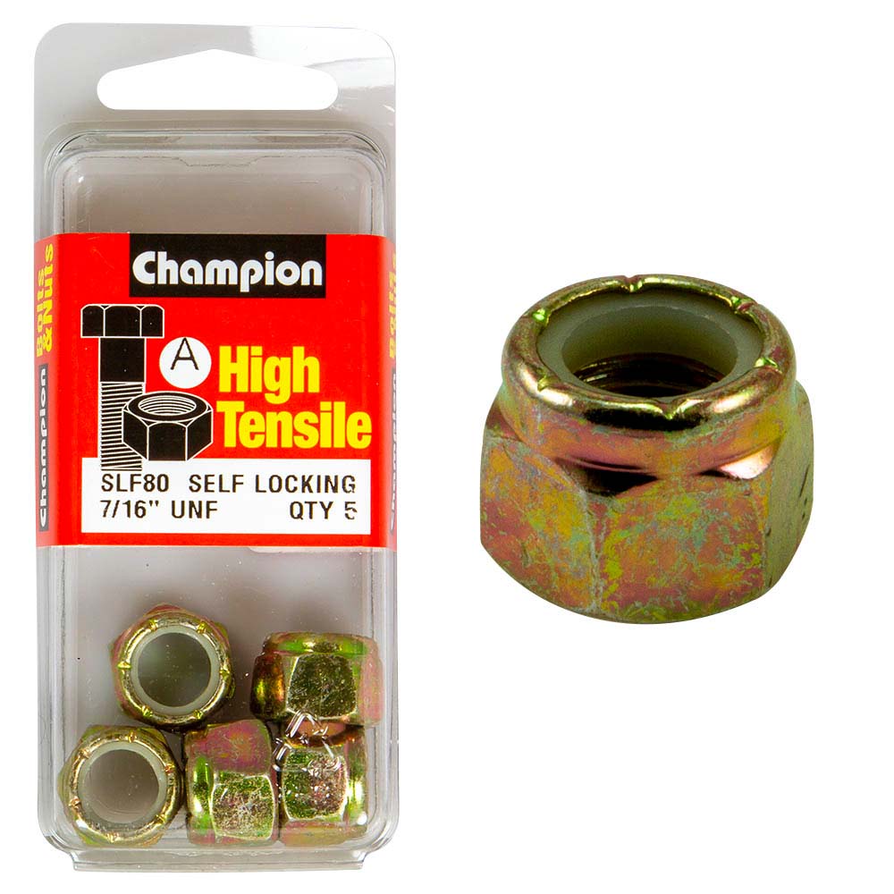 Champion Nyloc Nut Unf 7/16in A - Gr5 Pack of 5