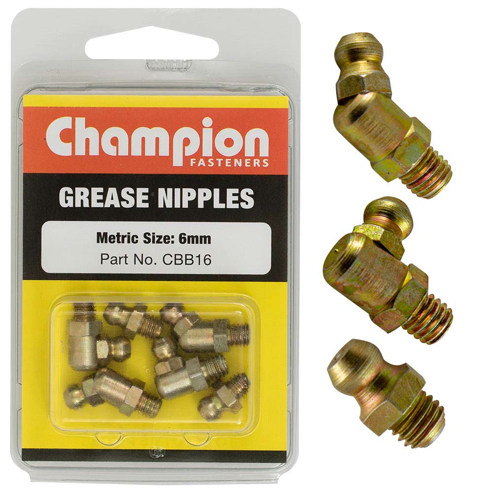 Champion 6Pc Metric 6mm Grease Nipple Assortment