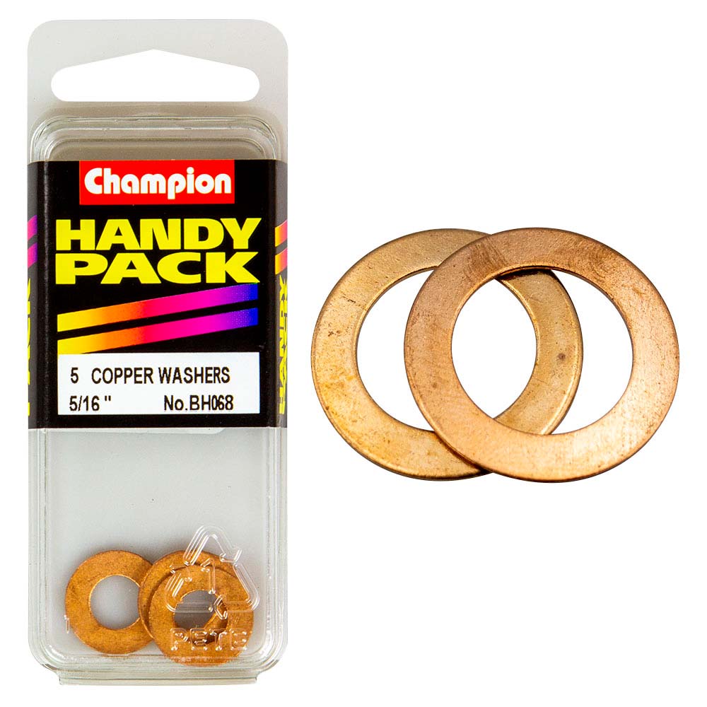 Champion 5/16in X 5/8in Copper Washer 20G Pack of 5