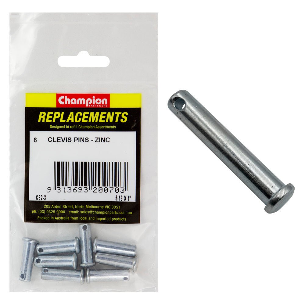 Champion 5/16in X 1in Clevis Pin -8Pk