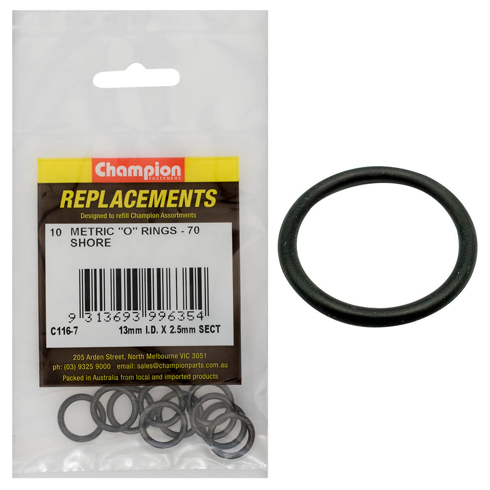 Champion 13mm I.D. X 2.5mm Metric O-Ring -10Pk